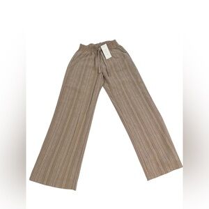 Sienna Sky Brown Stripe Wide-Leg Drawstring Pants